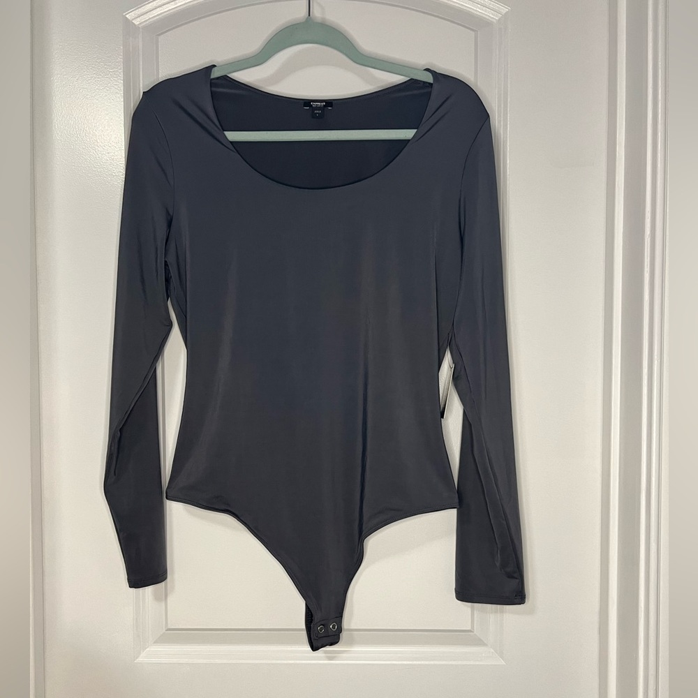 Express scoopneck gray bodysuit